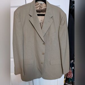 Pronto Uomo Mens Blazer Sport Coat Size 48R Taupe tan Wool 3 Button Jacket